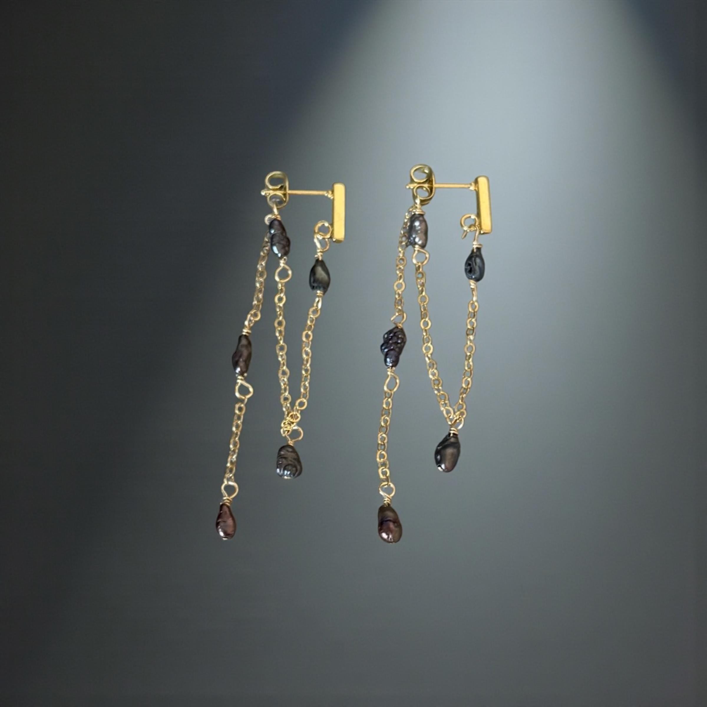 Raven Cascade Pearl Earrings