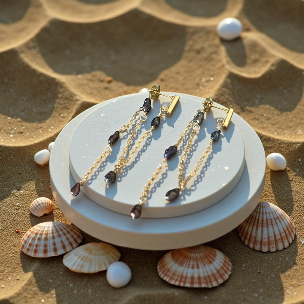 Raven Cascade Pearl Earrings