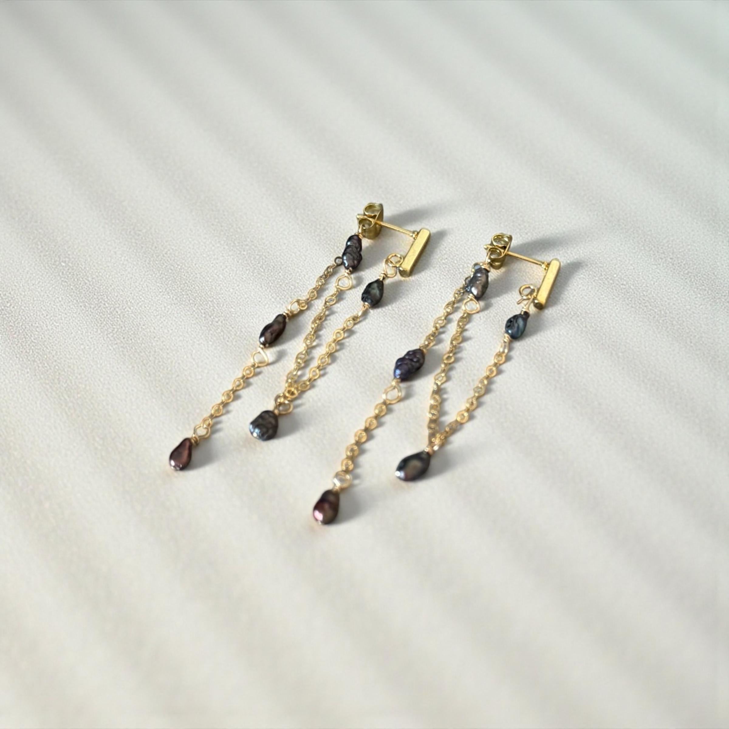 Raven Cascade Pearl Earrings
