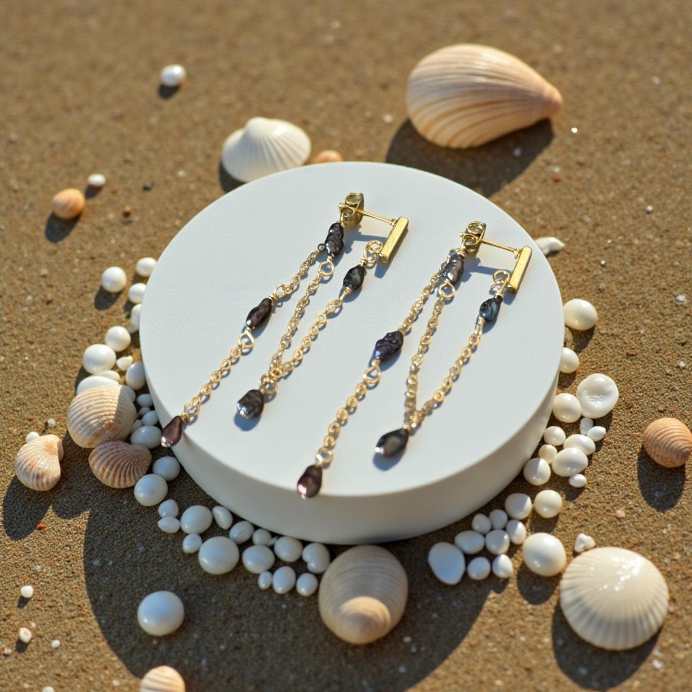Raven Cascade Pearl Earrings
