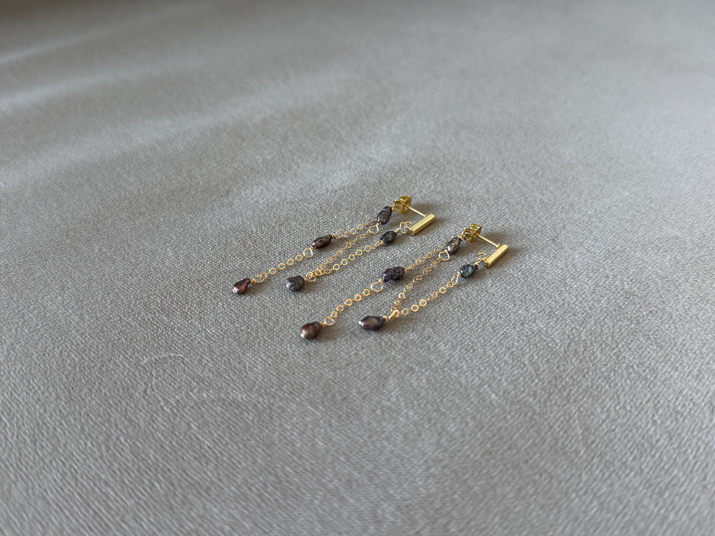 Raven Cascade Pearl Earrings