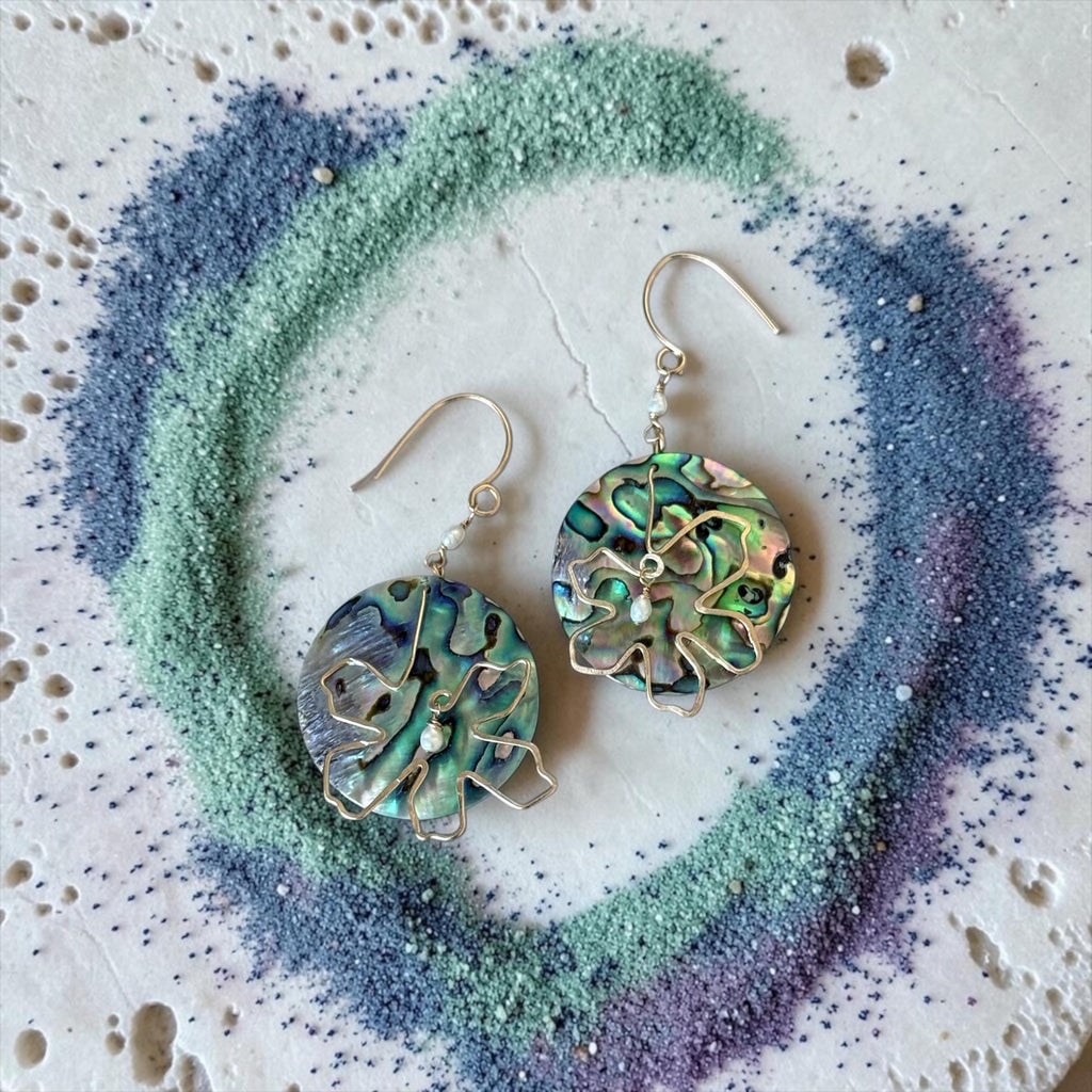 Coastal Couture - Abalone After Dark Earrings
