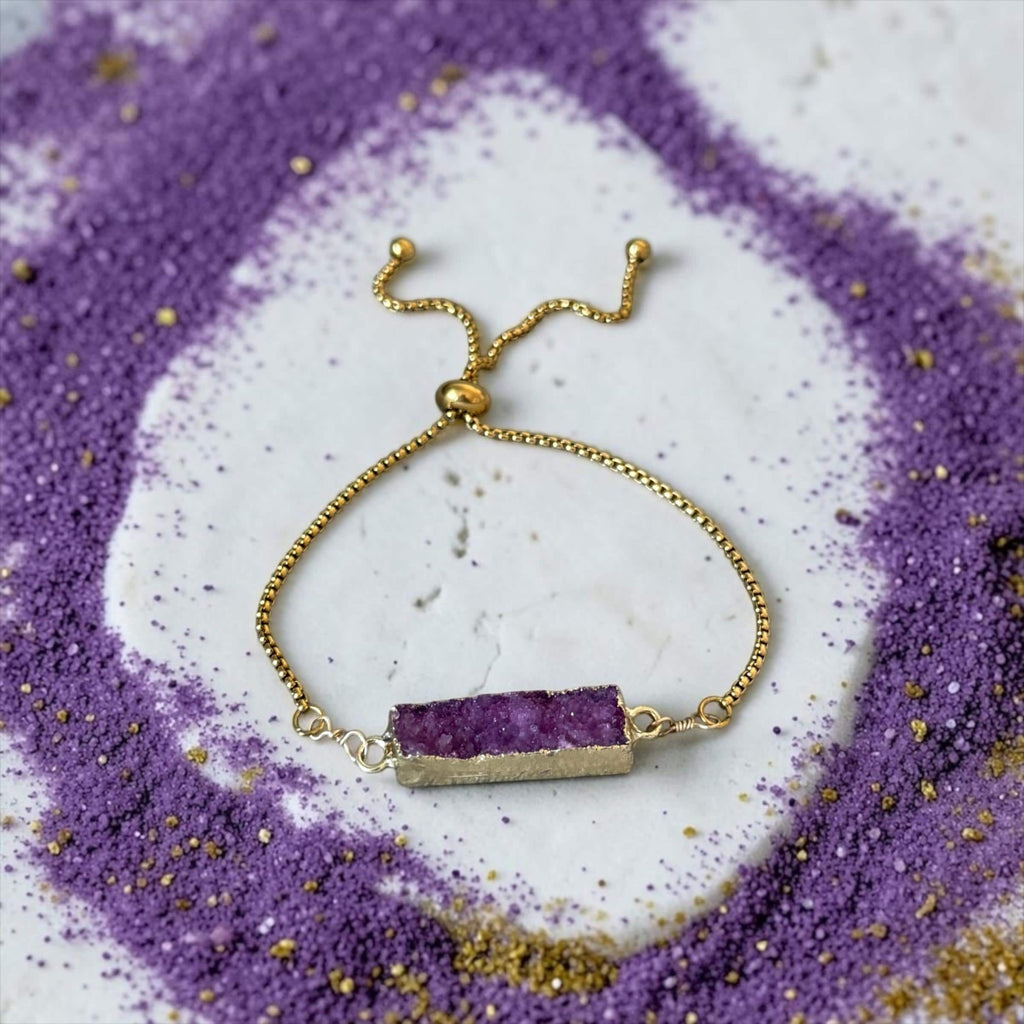 Violet Vice Druzy Bolo Bracelet