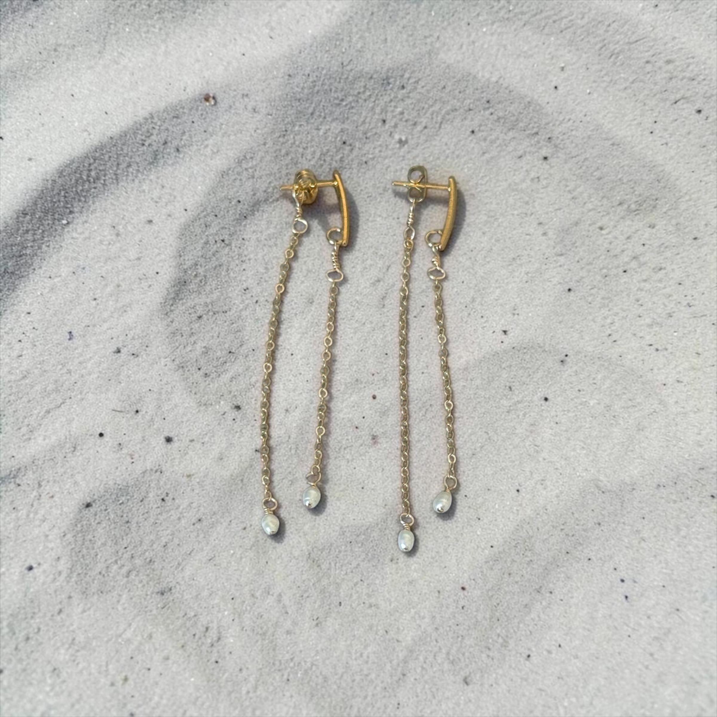 Pearl & Golden Thread Earrings