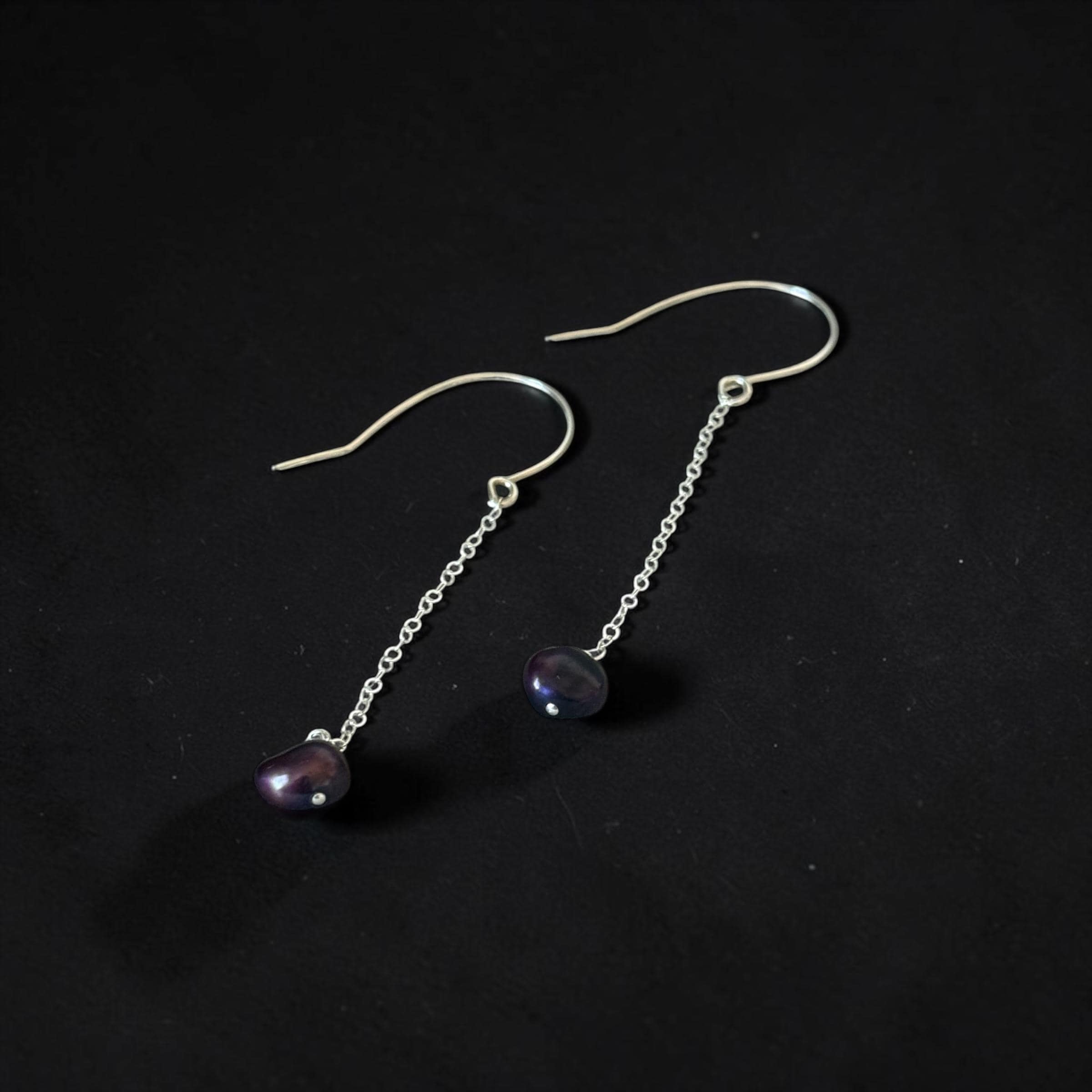 Midnight Pearl Drop Earrings