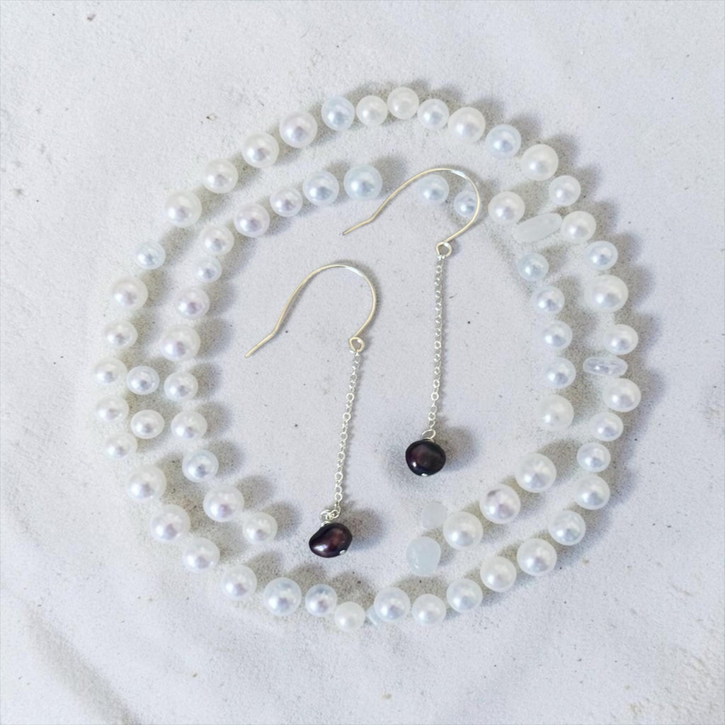 Midnight Pearl Drop Earrings