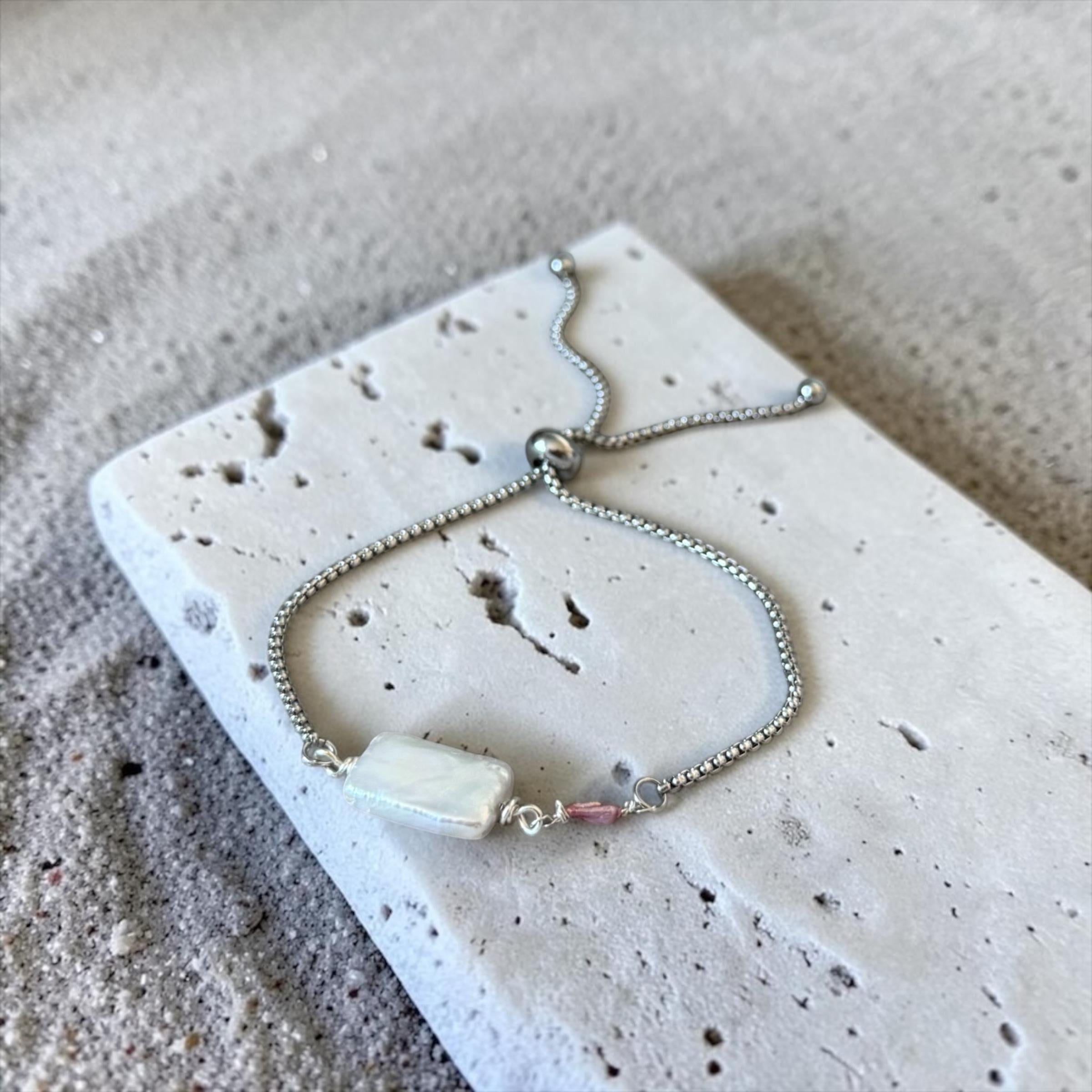 Silver Siren Pearl Bolo Bracelet