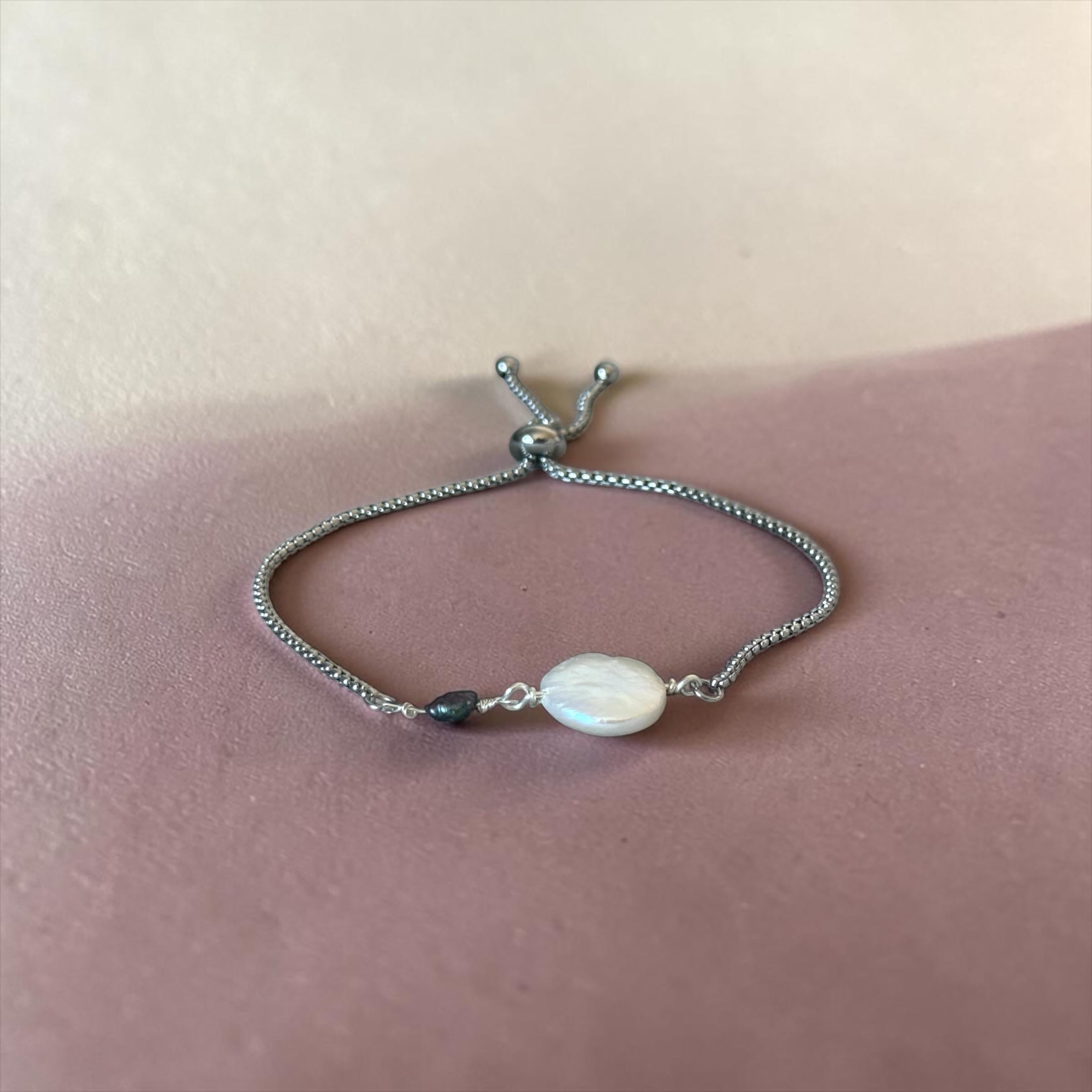 Moonlit Pearl Bolo Bracelet