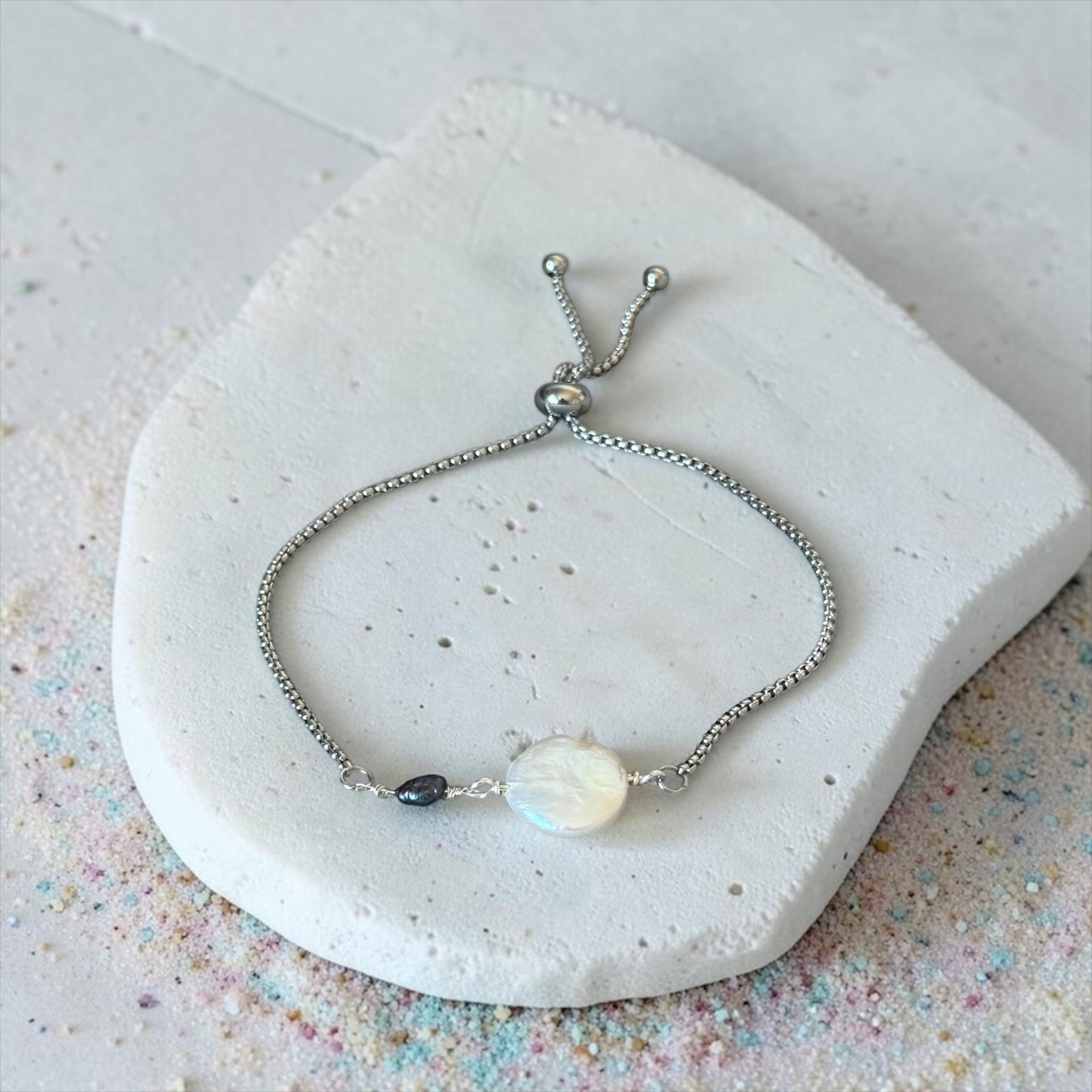 Moonlit Pearl Bolo Bracelet