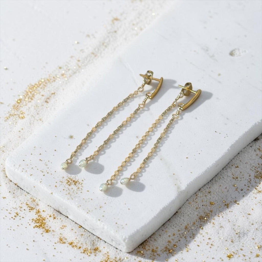 Pearl & Golden Thread Earrings