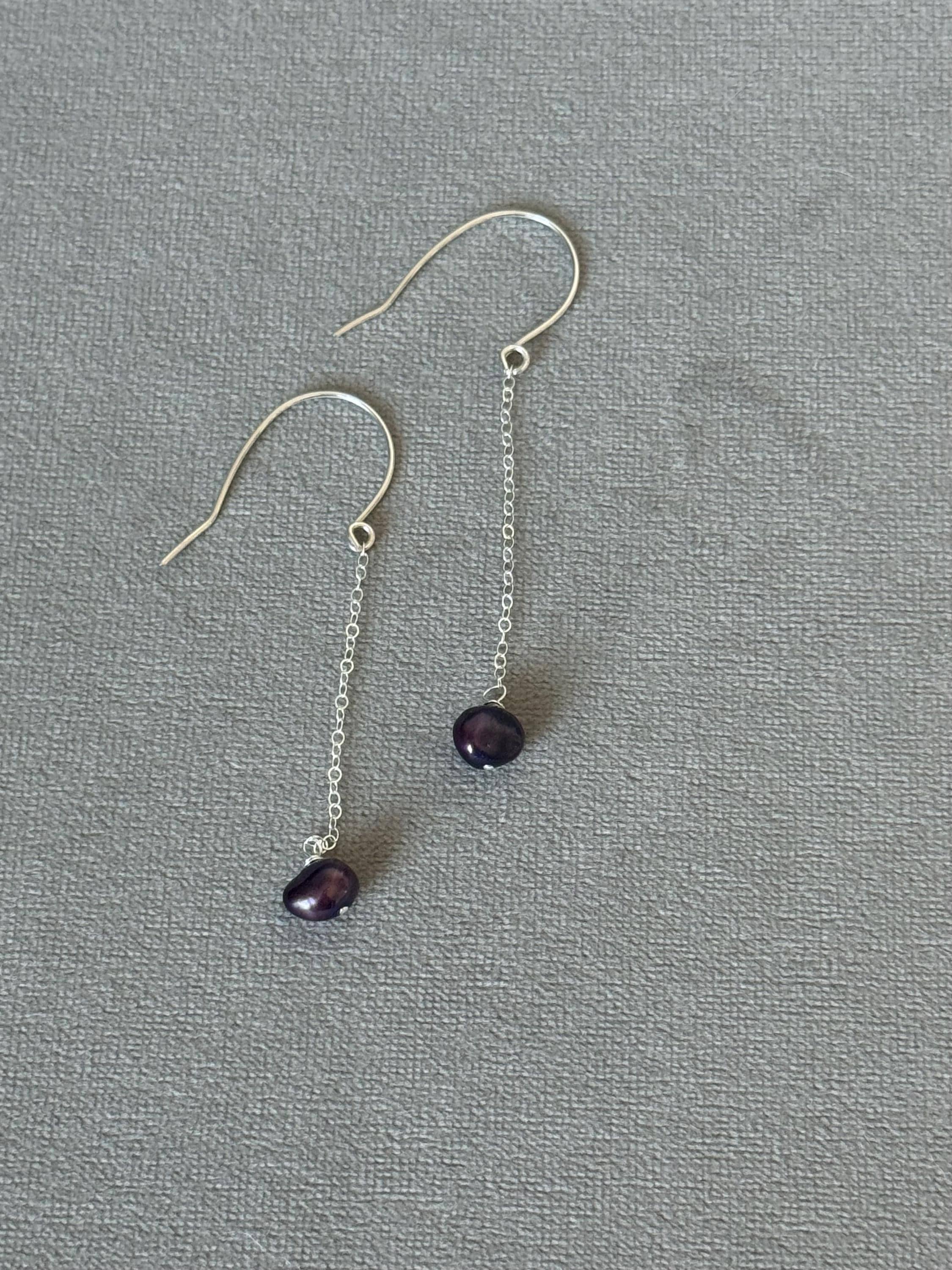 Midnight Pearl Drop Earrings