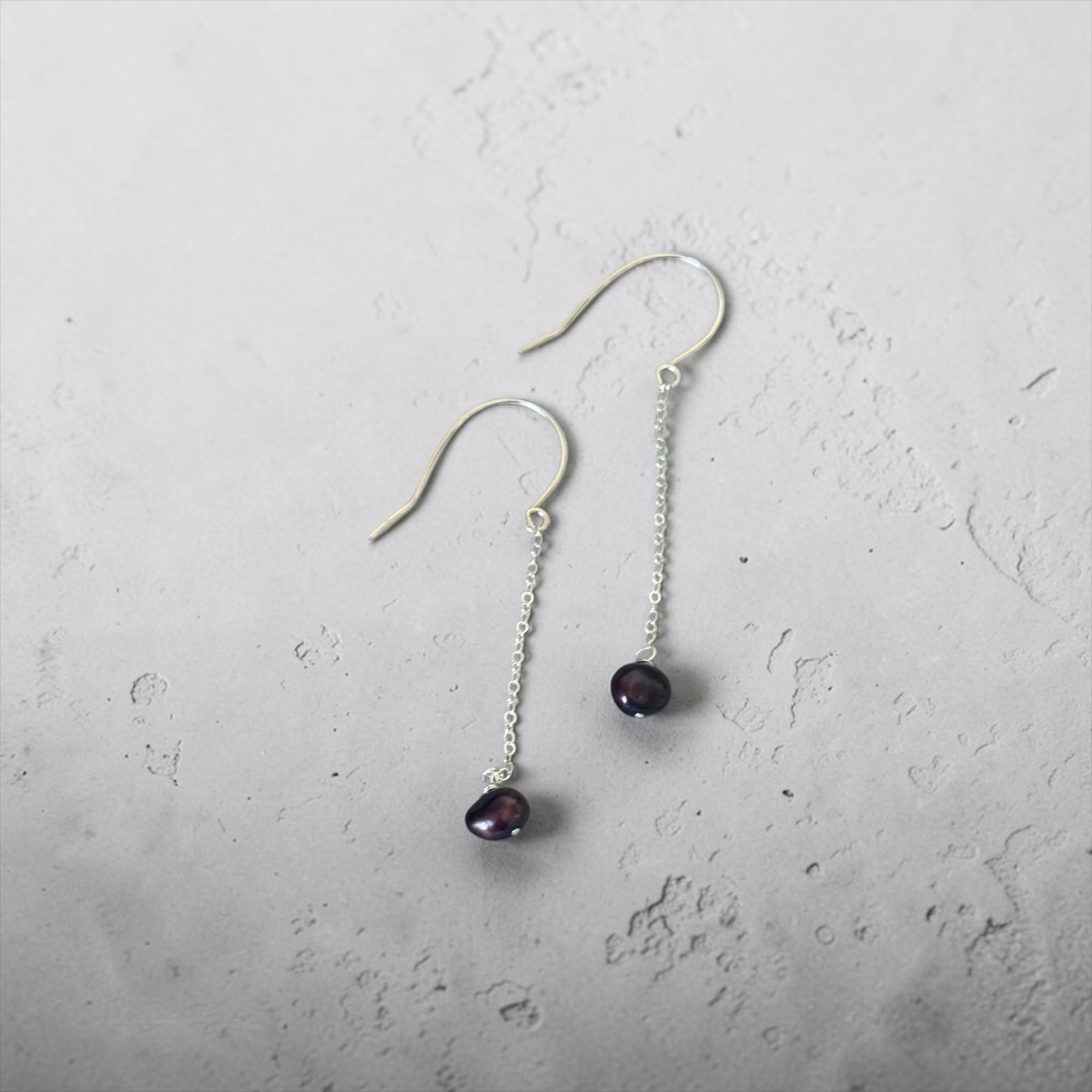 Midnight Pearl Drop Earrings