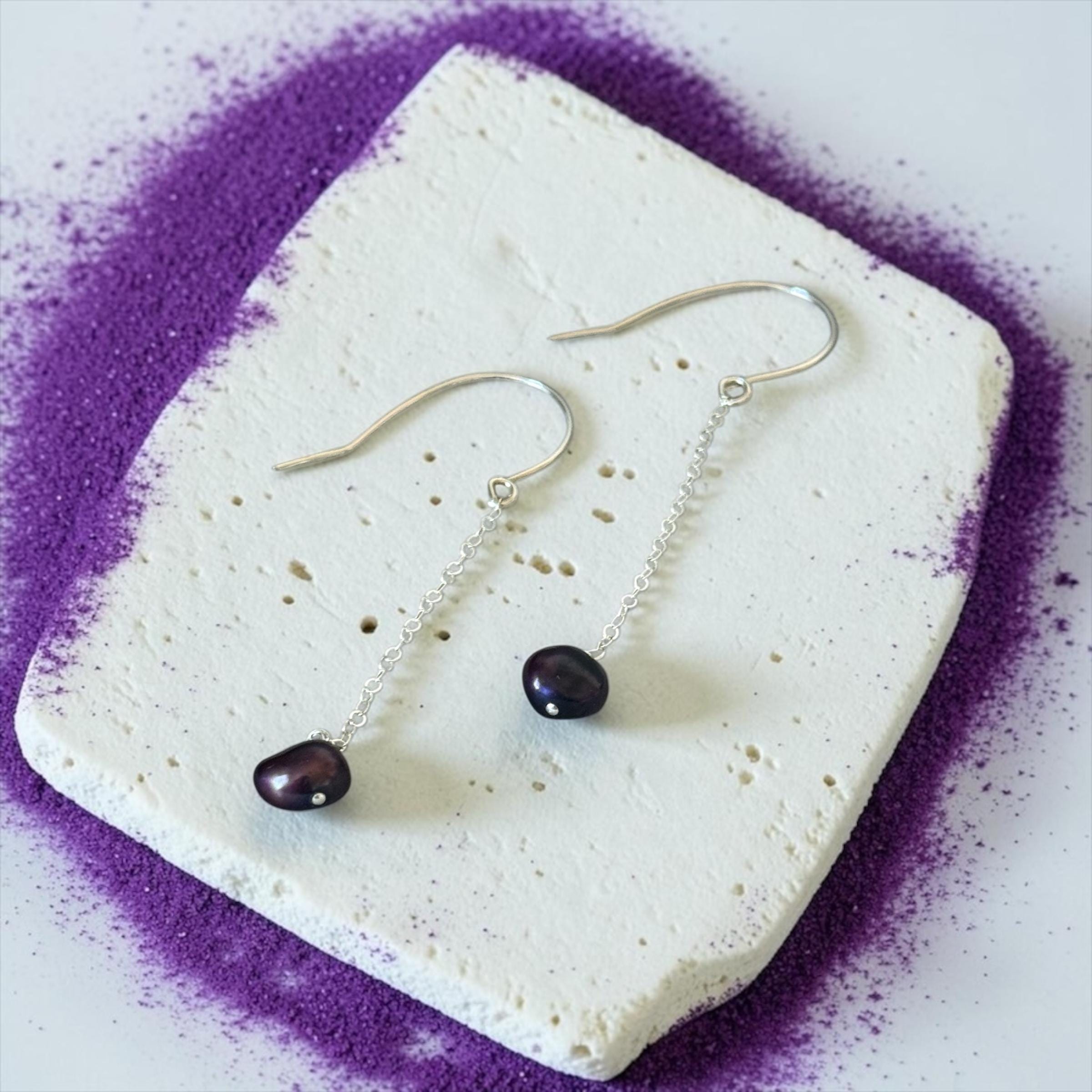 Midnight Pearl Drop Earrings