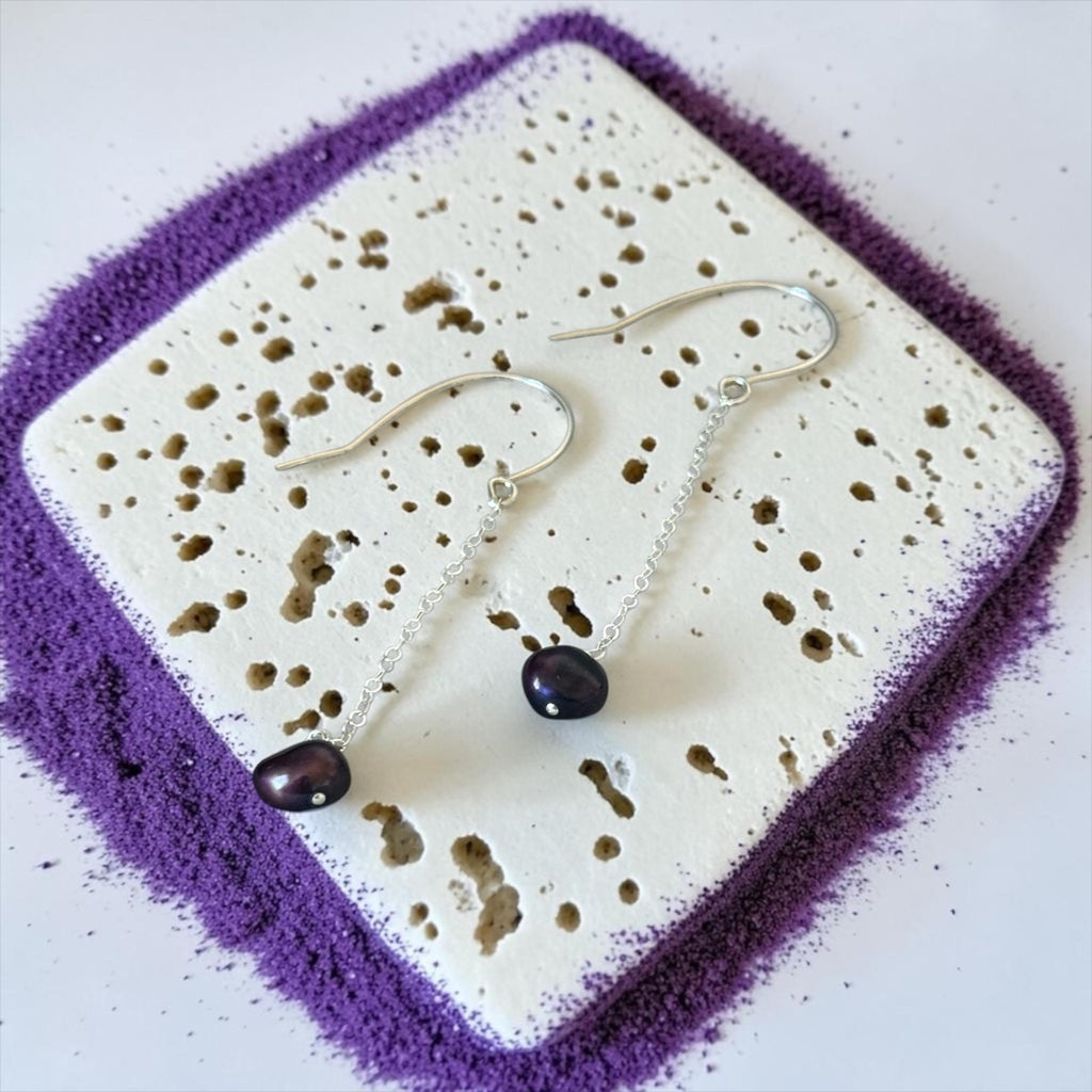 Midnight Pearl Drop Earrings