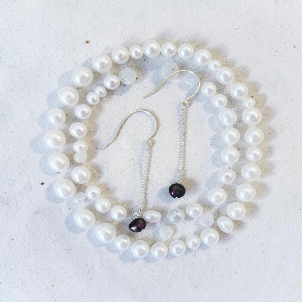 Midnight Pearl Drop Earrings