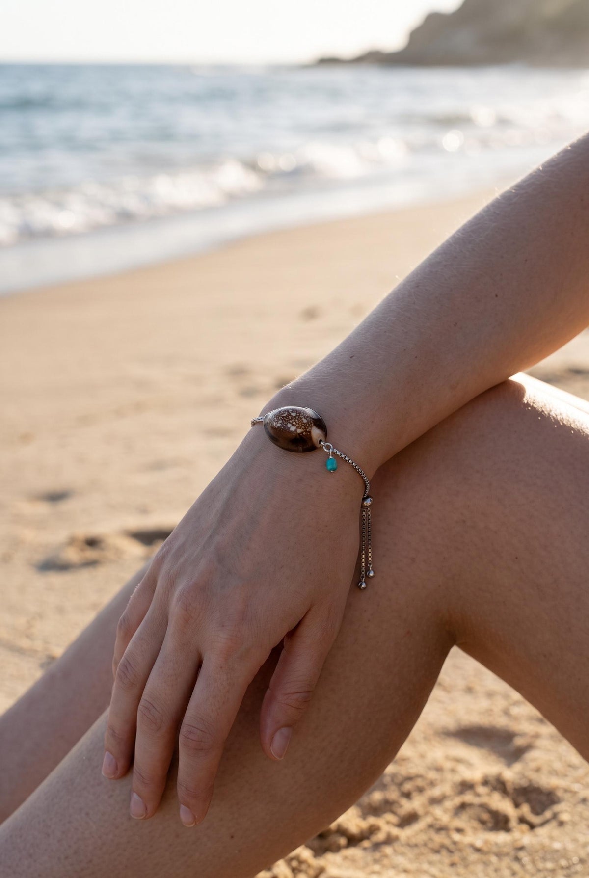 Sea Goddess Cowrie Bolo Bracelet - Sterling Silver