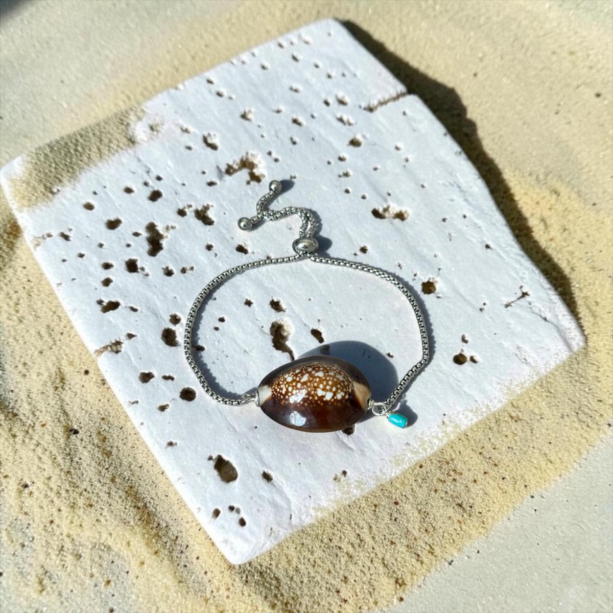 Sea Goddess Cowrie Bolo Bracelet - Sterling Silver