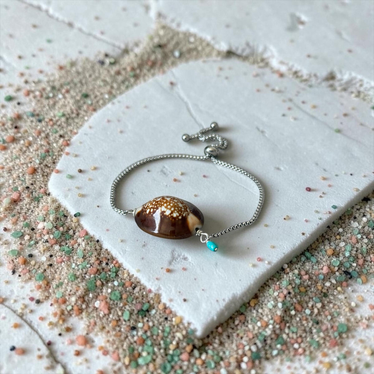 Sea Goddess Cowrie Bolo Bracelet - Sterling Silver