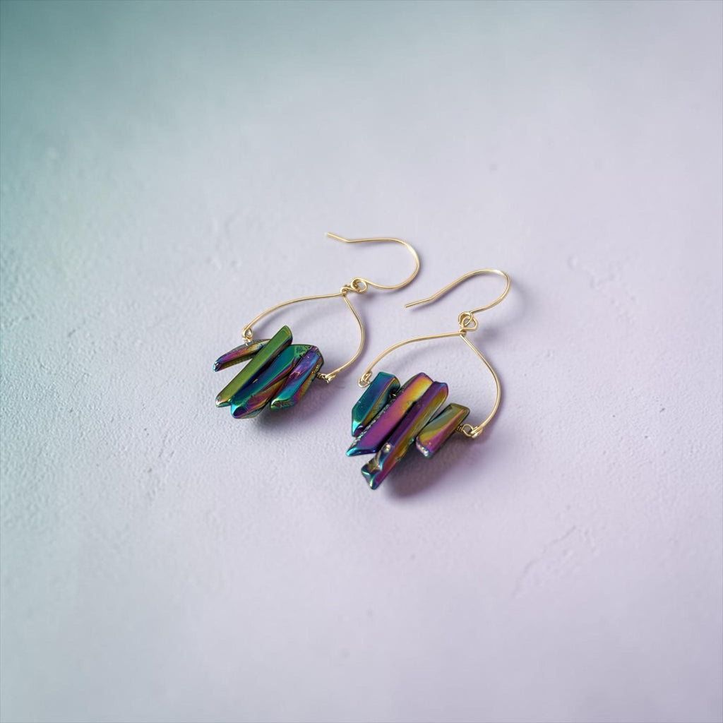 Golden Aura Milky Quartz Earrings