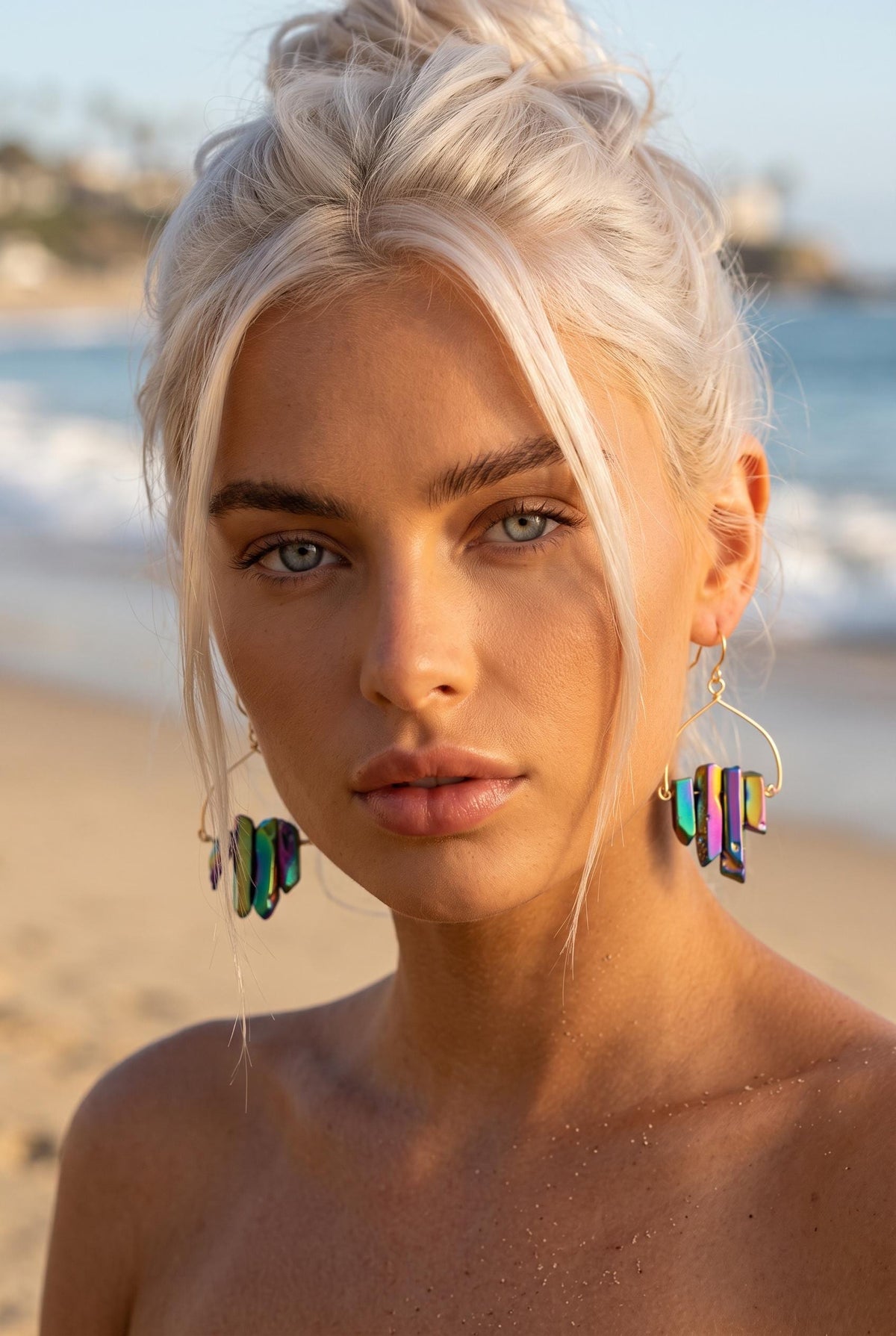 Golden Aura Milky Quartz Earrings