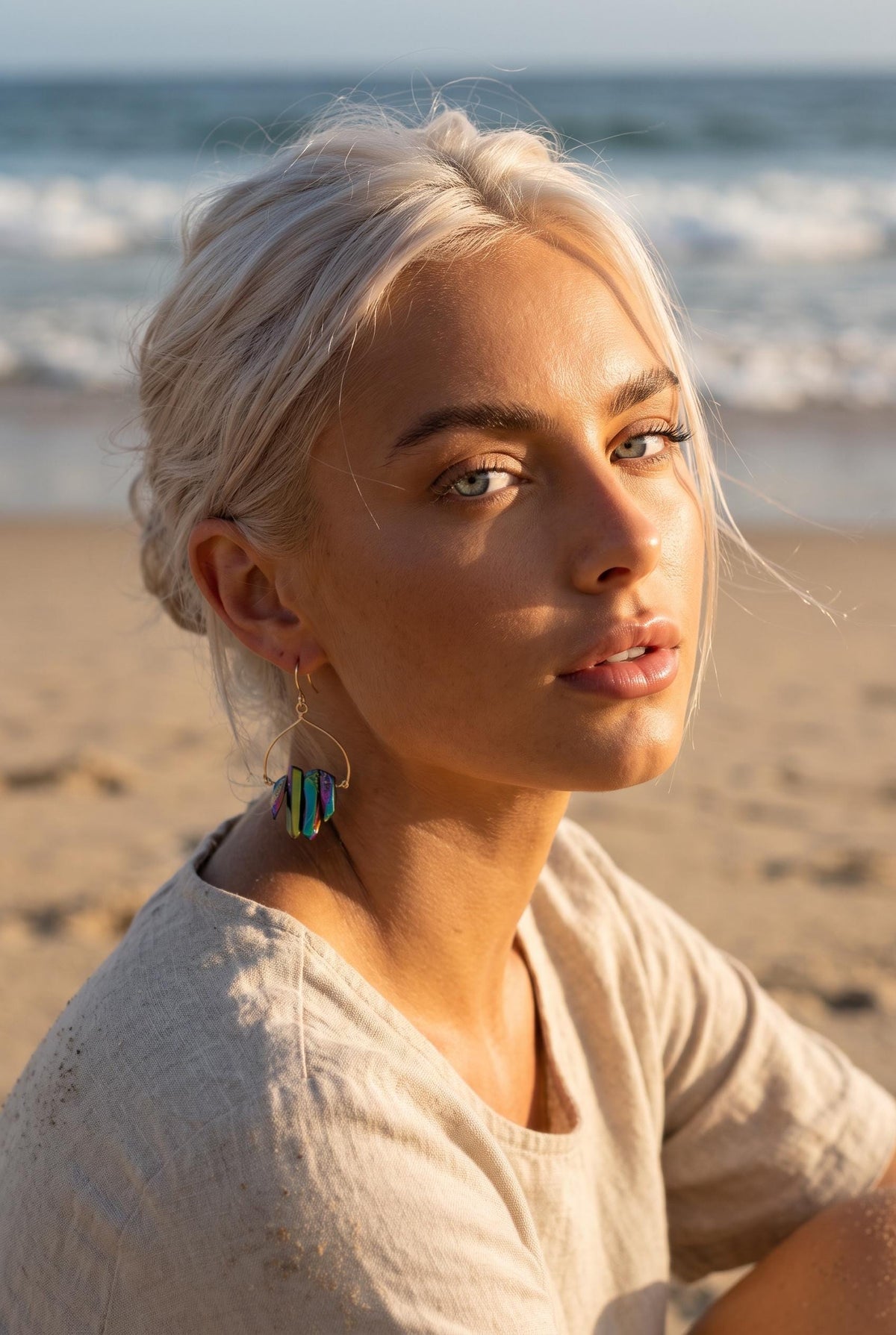 Golden Aura Milky Quartz Earrings