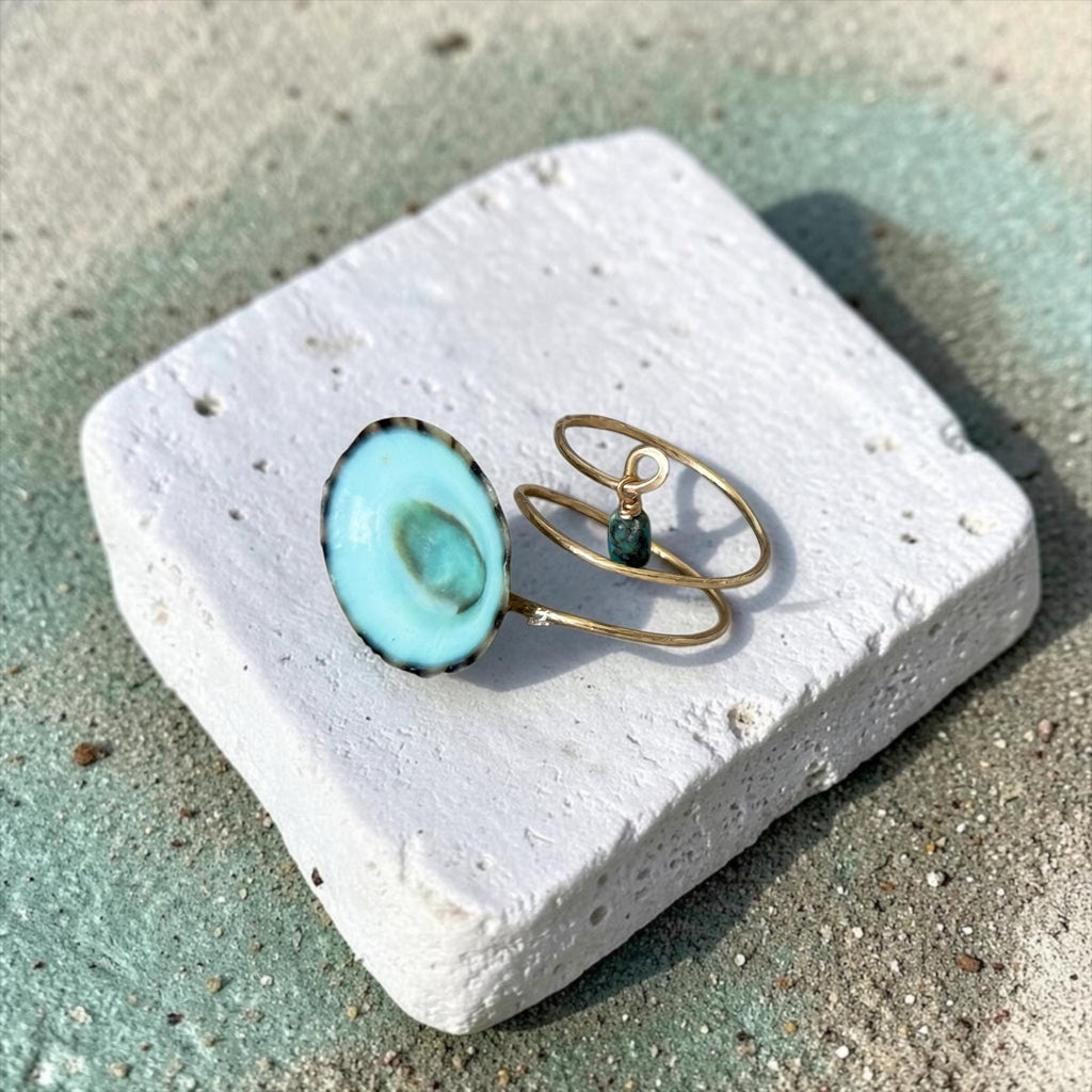 Tidal Opihi Hammered Hawaiian Ring