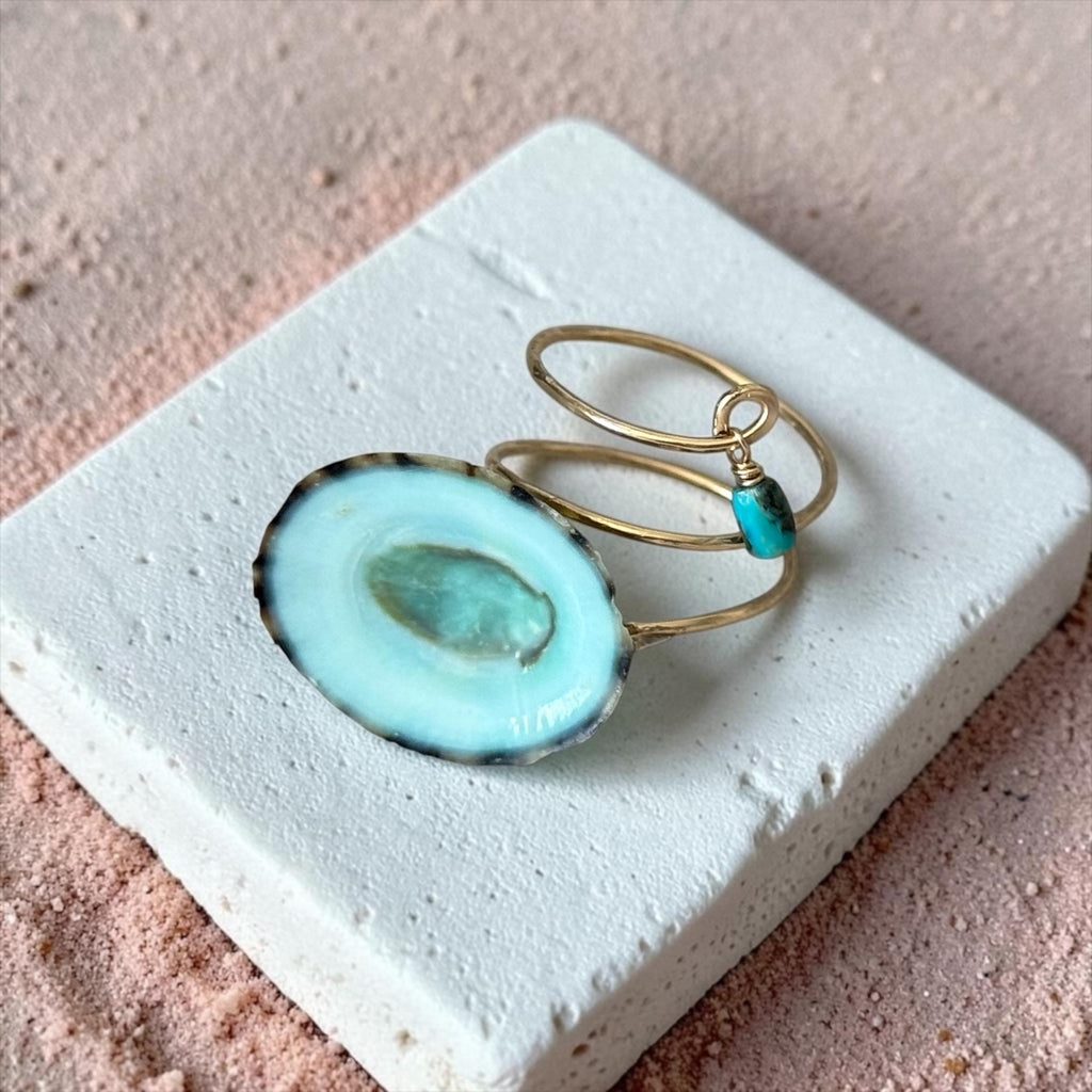 Tidal Opihi Hammered Hawaiian Ring