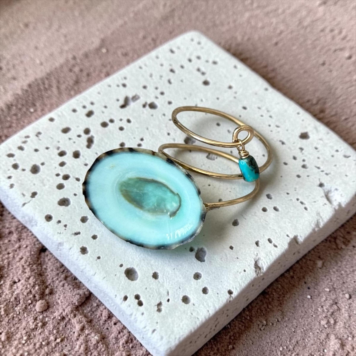 Tidal Opihi Hammered Hawaiian Ring
