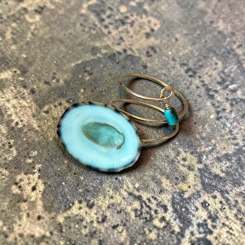 Tidal Opihi Hammered Hawaiian Ring