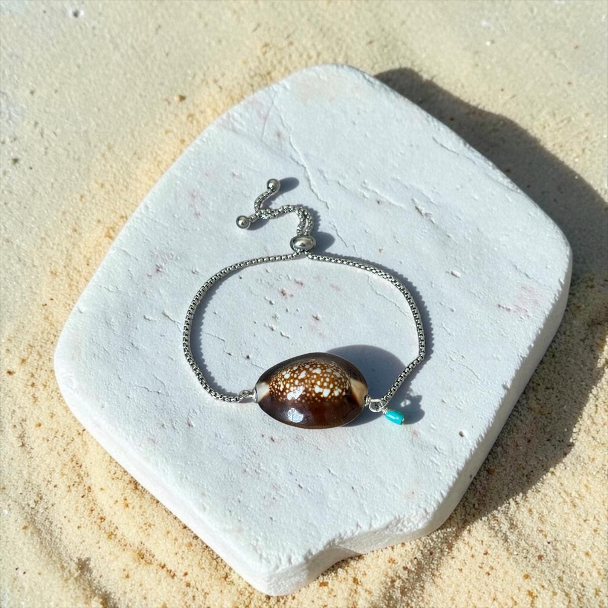 Sea Goddess Cowrie Bolo Bracelet - Sterling Silver