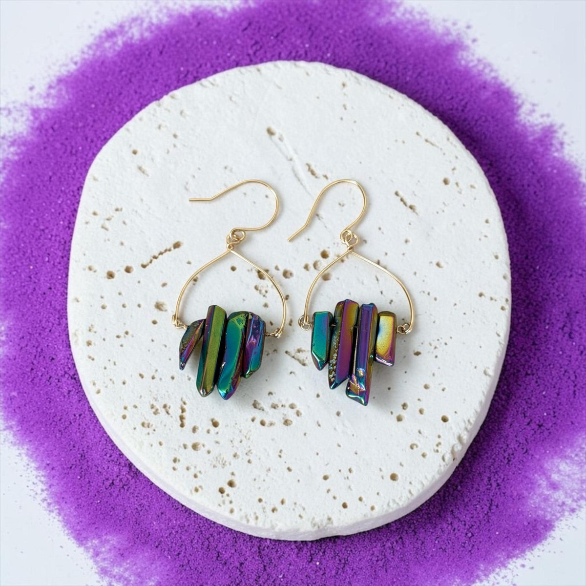 Golden Aura Milky Quartz Earrings