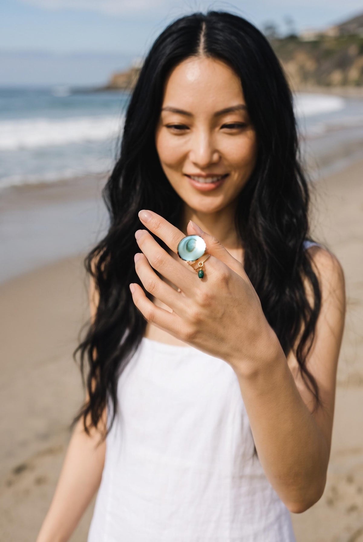 Tidal Opihi Hammered Hawaiian Ring