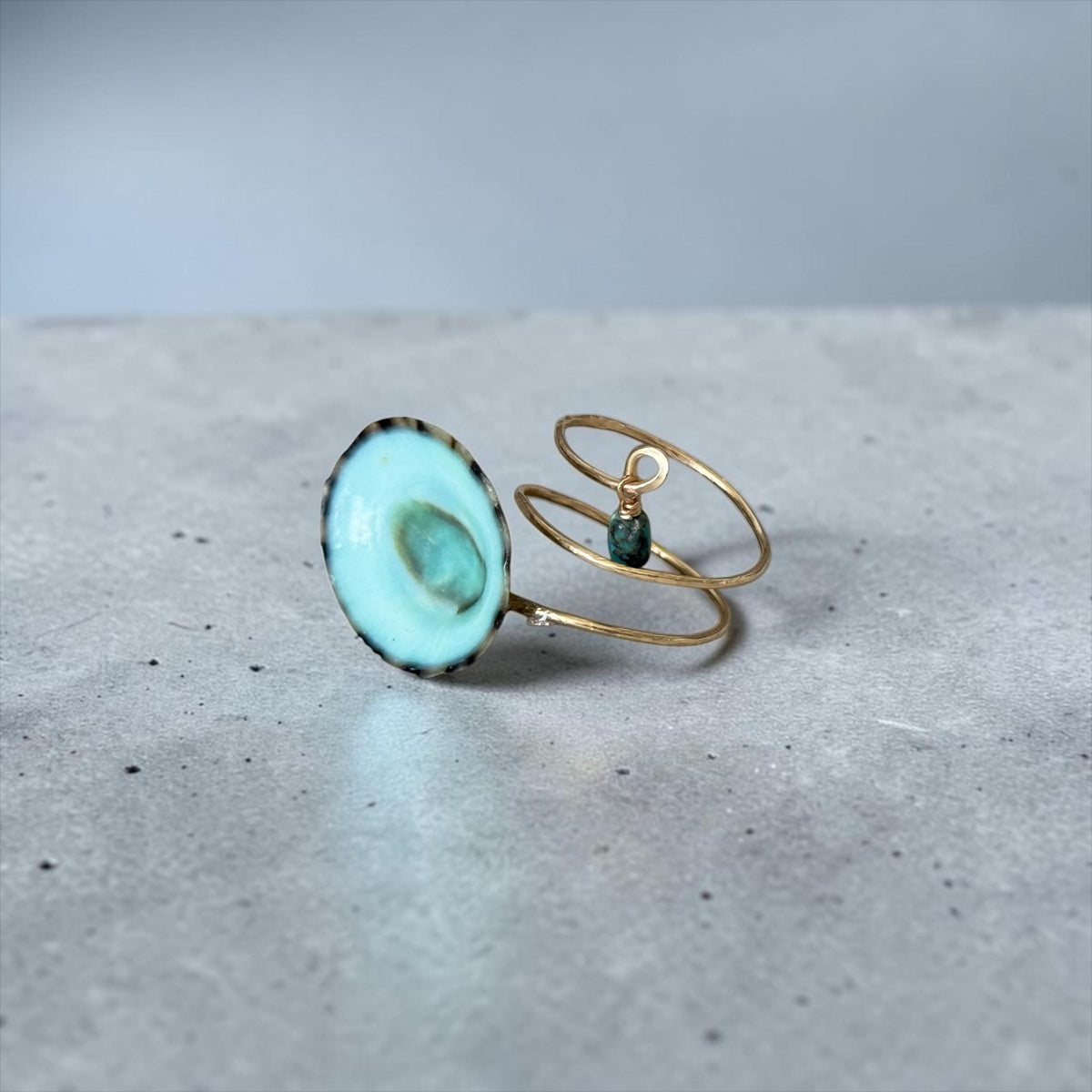 Tidal Opihi Hammered Hawaiian Ring