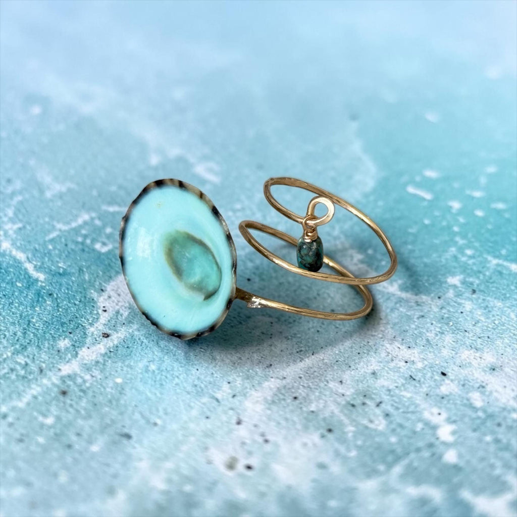 Tidal Opihi Hammered Hawaiian Ring