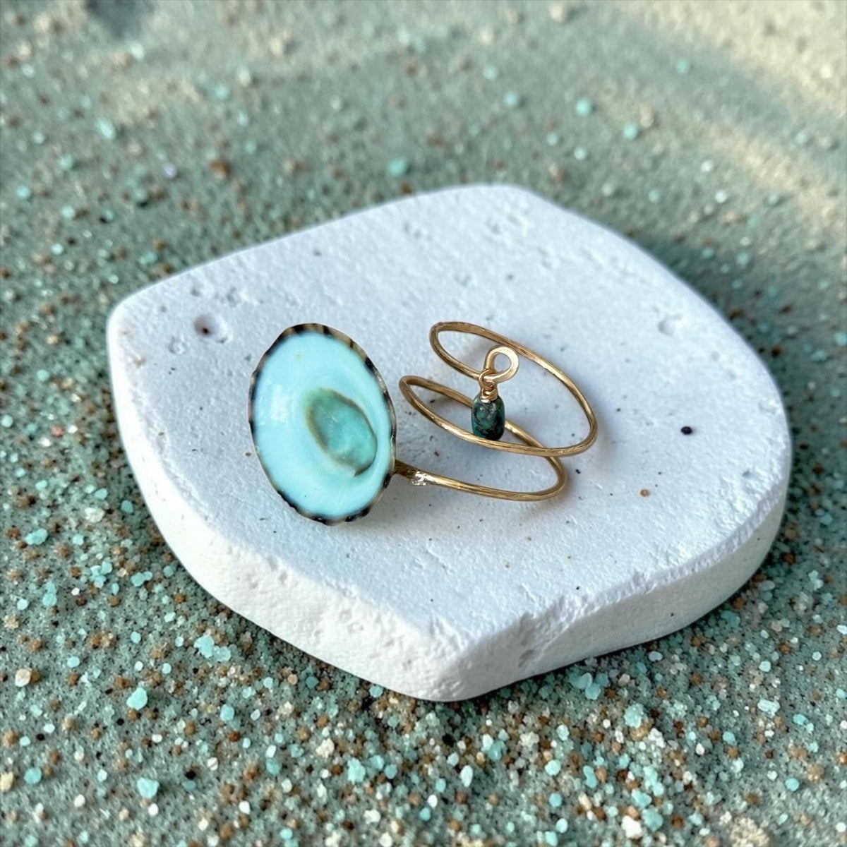 Tidal Opihi Hammered Hawaiian Ring