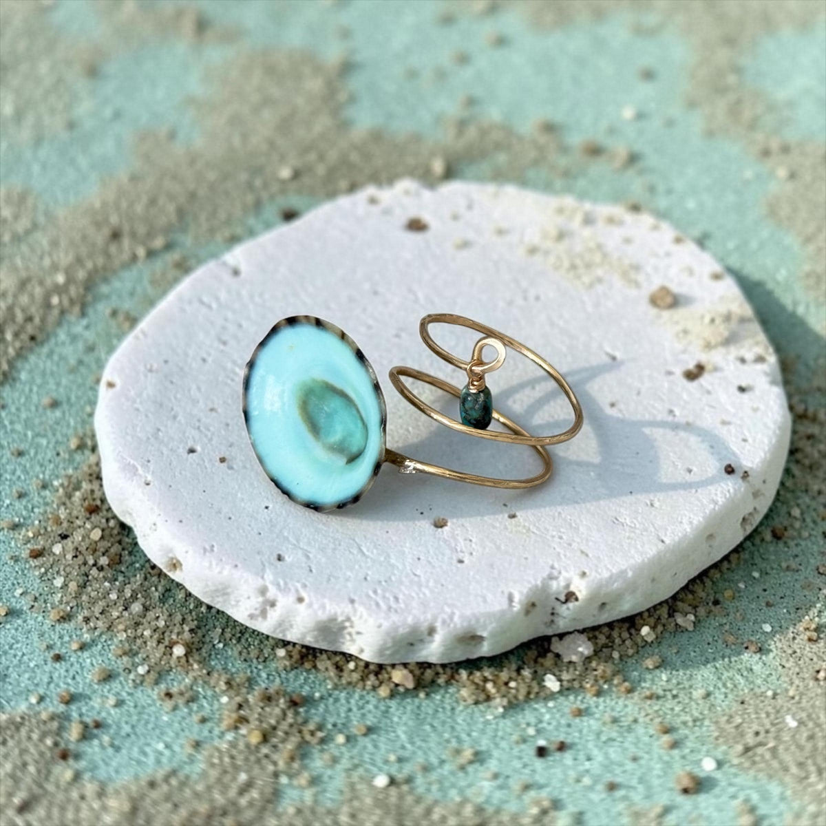 Tidal Opihi Hammered Hawaiian Ring