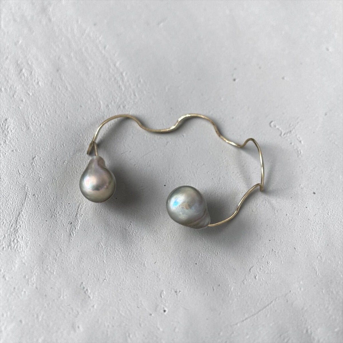 Baroque Golden Wave Pearl Cuff Bracelet